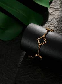 1 Stück minimalistisches schwarzes dekoratives Armband in Blumenform, modisch und vielseitig für den täglichen Gebrauch
