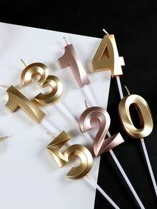 1 件数字生日蜡烛，用于蛋糕装饰和派对用品、烘焙蛋糕/甜点装饰蜡烛插条 - 彩色 - 查看 7