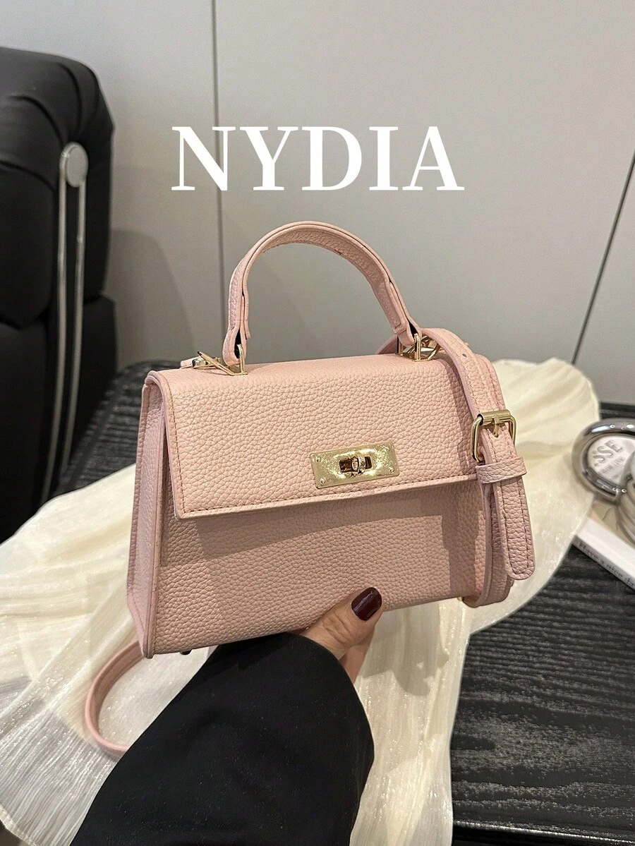 Women's Fashion Mini Printed Rivet Lock Handbag - Pink - View 1