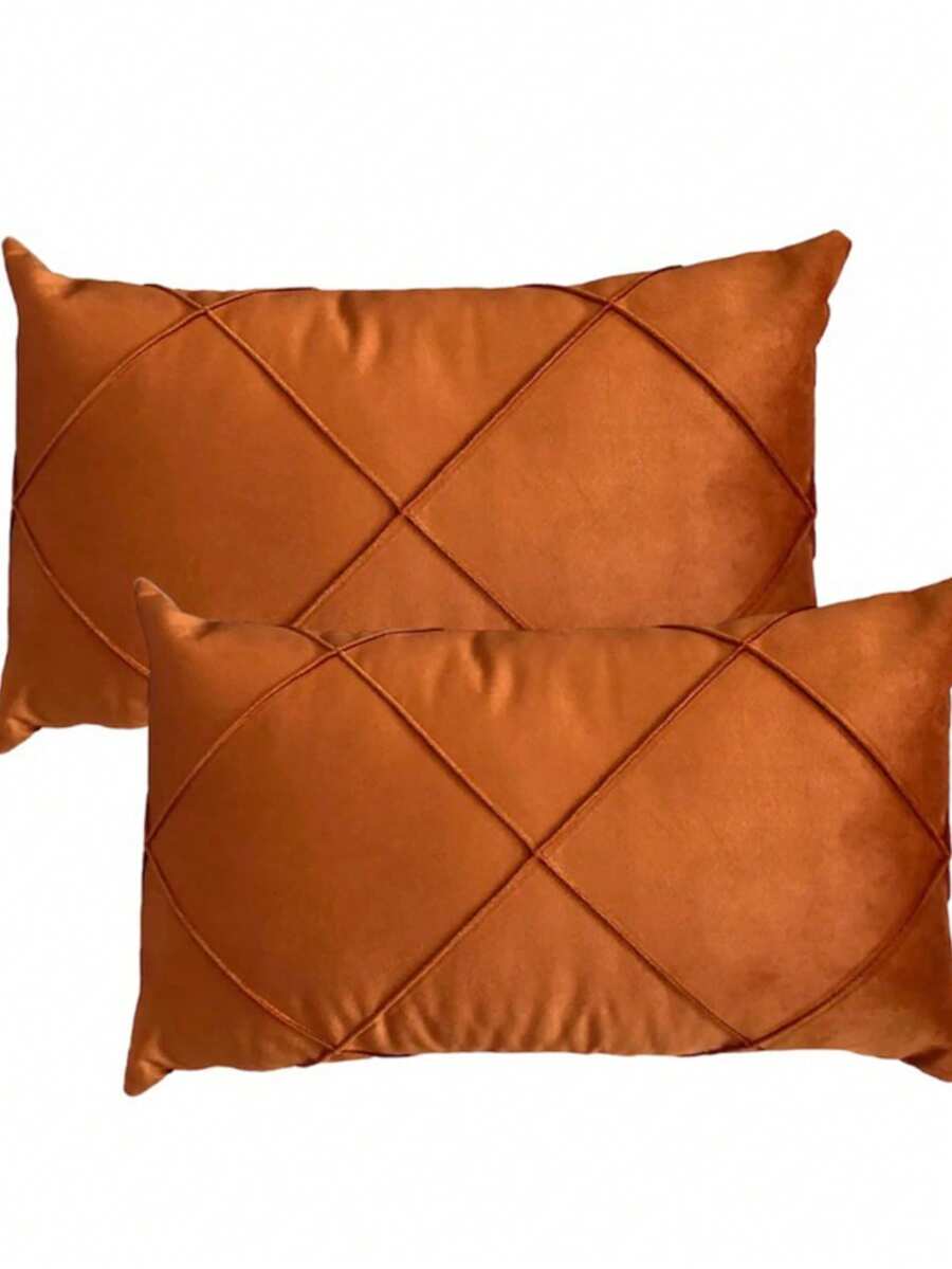 Kit 2 Rectangular Suede Draped Baguette Cushion 30cmx50cm - 亮橙色 - 查看 1