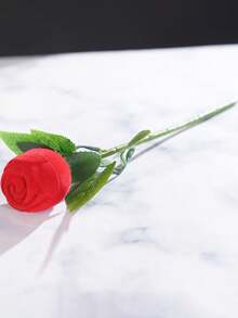 Creative Rose Flower Shaped Ring Box, Faux Rose Jewelry Box, Flocked Rose Ring Box, Engagement Ring Storage Box - Multicolor - View 5