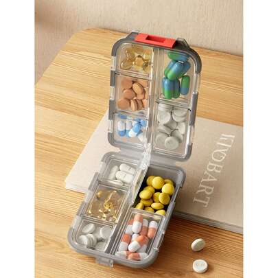 1 pieza Caja de medicina multicompartimento, caja de almacenamiento de medicina multifuncional, caja de medicina portátil sellada, caja de medicina de viaje, mini caja portátil para pastillas a prueba de agua y humedad, caja semanal para pastillas, dispensador de medicina, caja de medicina de bolsillo. Puede almacenar vitaminas, aceite de pescado, productos de cuidado de la salud, adecuado para campamento al aire libre, senderismo, pesca, prevención de humedad, escalada de montaña y viajes