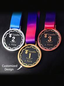 1 قطعة ميدالية زجاجية ومعدنية معلقة بتخصيص حسب الطلب، ذهبي/فضي/برونزي، مصنوعة من سبيكة الزنك، شارة جوائز المنافسات الرياضية، بطولات كرة السلة والقدم والريشة التذكارية التكريمية