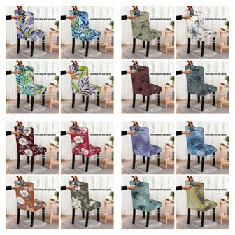 Machine Washable Polyester Elastic Slipcovers - Stretchable Floral Chair Covers 1/2/4/6/36pcs - Classic Design For Dining Room Chairs