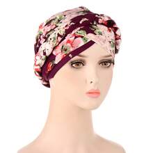 1pc Milk Silk Flower Patterned Braid Bandana Cap, For Hiding Hair Hair Sleep Cap - Multicolor - View 3