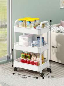 带轮子的滚动便携式推车 - 可拆卸塑料储物整理架，多功能，适用于洗漱用品、化妆品、零食，适用于办公室、厨房、浴室、卧室、宿舍 - 彩色 - 查看 15