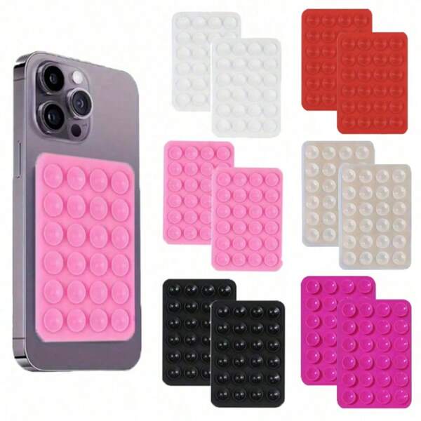 2 pezzi supporto per telefono in silicone con 24 ventose, supporto portatile compatibile con vari modelli di telefono, adesivo antiscivolo per videochiamate e selfie, adatto per , smartphone Android, regalo per compleanni, famiglia e amici