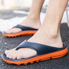 Men's Lightweight Massage Bead Sole Flip Flops, Thick Strap Comfortable Non-Slip EVA Slippers, Suitable For Men For Home, Garden, Party, Gathering And Outdoor Activities - Blue - View 5