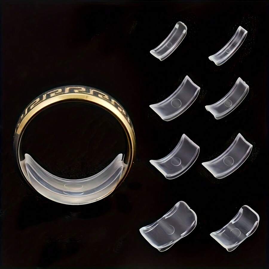 8-Piece Adjustable Invisible Ring Size Tool - Non-Slip Comfortable Fit, Multi-Functional Size Pad, Suitable For Loose Rings, Portable Jewelry Measurer, Adaptable To Various Finger Sizes - 8 件 - 查看 1