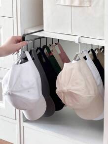 2pcs/Wall Mounted Hat Organiser, Iron Storage Hanger With 6 Hooks, Portable Multi-Functional Storage Hanger, Over The Door Hat Rack, Wardrobe Cabinet Organiser, Suitable For All Types And Sizes Of Hats.