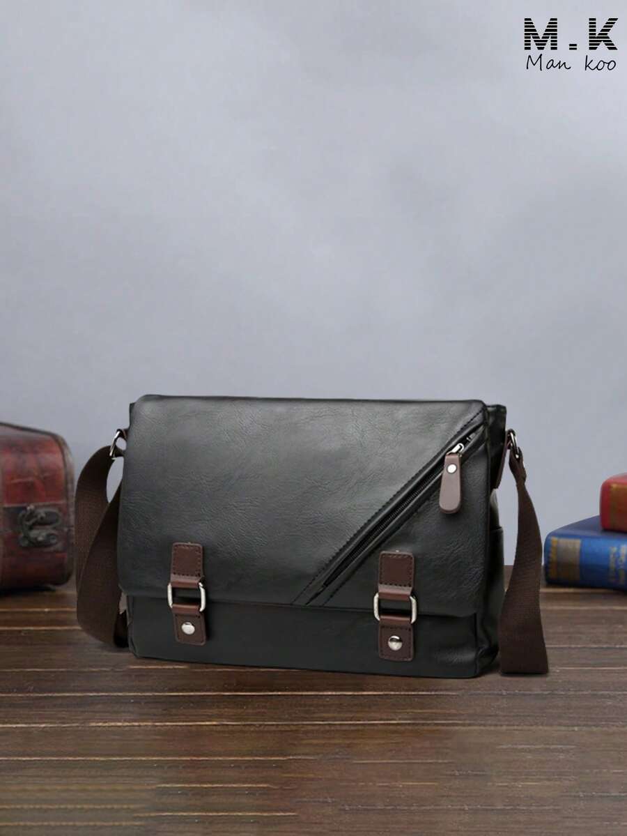 Stylish Envelope Shoulder Bag - Cross-Body Sling Bag For Men - PU Leather, Business Casual, All-Match, Spacious Interior, Adjustable Strap, And Durable Design Graduation School Supplies