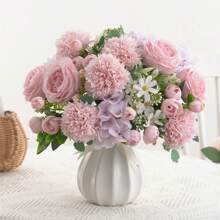 3 Buquês Artificial de Peônia, Hortênsia e Crisântemo, Flores Artificiais de Toque Real, Buquê de Mão Nupcial, Decoração Residencial e de Escritório, Arranjo Floral Artificial, Decoração de Jardim, Casamento, Aniversário, Chá de Bebê, Decoração de Outono