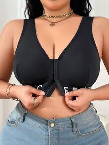 Plus Size Women's Daily Wireless Bra - Black - View 3