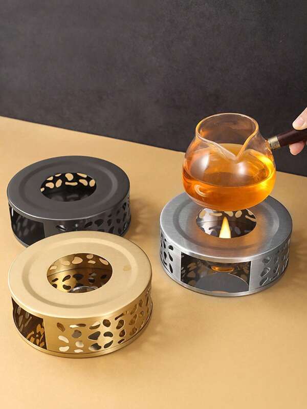 1 pieza Calentador de tetera de acero inoxidable, calentador de tetera de metal con soporte para vela de té, base de vela de acero inoxidable, calentador de café y té para teteras de vidrio, acero y cerámica, y otros recipientes a prueba de calor para calentar té, café y leche, calentador universal de teteras, de vuelta a la escuela