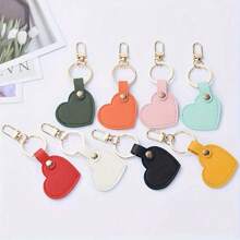 1pc Custom Text Leather Heart Keychain Pendant, Fresh Style Bag Charm Cute Heart Shaped Accessory, Colorful Creative Car Key Chain