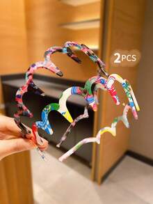 2/3pcs Colorful Simple Wave Hair Hoops, Girls Hair Accessories - Multicolor - View 10