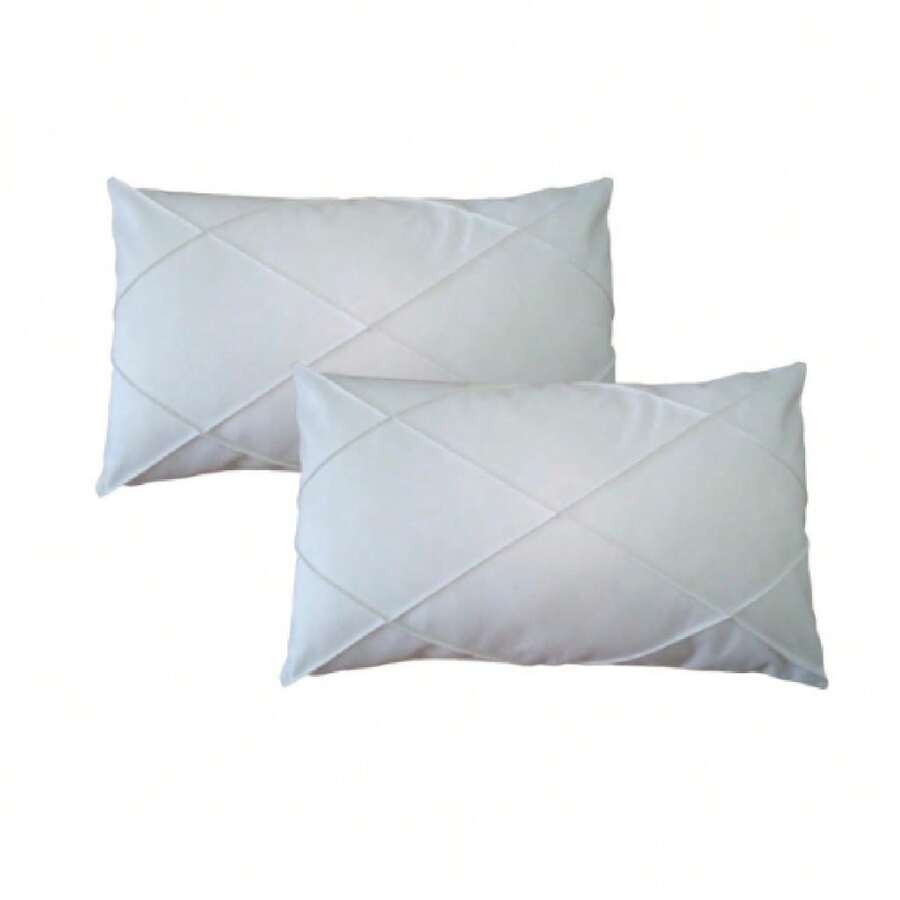 Kit 2 Rectangular Suede Draped Baguette Cushion 30cmx50cm - 白色 - 查看 1
