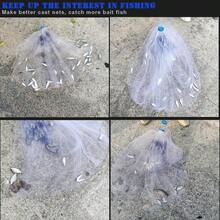 Saltwater Fishing Cast Net 3/8 And 1/4 Mesh With Heavy Duty Gray Sinker Monofilament Fish Throw Net Bait Trap 3FT 4FT 5FT 6FT 7FT 8FT 9FT Radius - 3/8 目 0.6 磅/英尺 - 查看 6