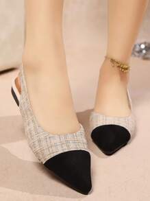 Stylish Women's Pointed - Toe Two - Tone Slingback Flats - Fashionable & Comfortable Footwear