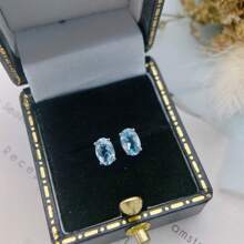1 par de pendientes tipo botón ovalados de plata de ley 925 con diseño minimalista, para uso en oficina/negocio para mujeres