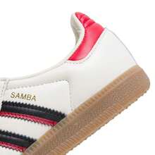 Adidas Originals 男女通用休闲鞋，阿迪达斯 Originals Samba LT 复古德国训练鞋，轻便T字头鞋，舒适休闲运动鞋 - 白/黑色/淺猩紅 - 查看 9