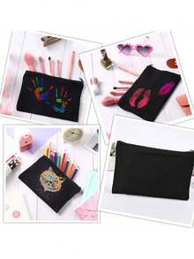 定制徽标化妆包个性化化妆袋，商务散装 DIY 盥洗包，女士旅行收纳包，耐用白色带拉链可定制位置印花白色/黑色帆布拉链袋，男女通用成人无香化妆包，彩色，可爱，迷人，简约，有趣，卡哇伊，Y2K，极简主义，通勤，商务休闲，基础款，定制，个性化，独特，定制，送给他的理想礼物，送给她、她、家人、朋友、女朋友的理想礼物