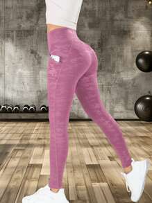 1pc Women's Yoga Capri Leggings, Outdoor Fitness Sports Cropped Pants, Butt Lifting And Tummy Control Tight Capri Pants, Breathable & Comfortable Casual Cropped Trousers - Pink - View 3