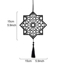 1 pieza Decoración colgante de forma de luna hueca hexagonal/octogonal de madera negra con borla negra, ornamentos colgantes creativos modernos de madera negra, disponible en varios estilos, adecuado para fiestas, decoración de pared, regalos decorativos, hogar, accesorios de arte