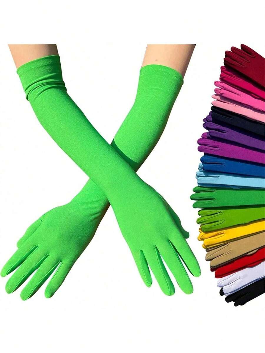 Unisex Nylonowe Długie Rękawiczki, Modny Styl Na Występ Na Balu Maskowym