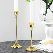 2 piezas Decoración de centro de mesa de candelabros del Día de Navidad, adecuados para decoración de escritorio de oficina, cena a la luz de las velas, ambiente de la habitación, suministros para fiestas navideñas - Multicolor - Ver 2