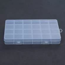1 件加厚 24 格固定塑料收纳盒，透明珠宝盒，多功能容器，用于分类和存储，透明方形翻盖盒，用于存储和展示人造指甲，防尘且易于整理，适合女性收纳整理器旅行必需品返校宿舍收纳秋季装饰 - 透明色 - 查看 5