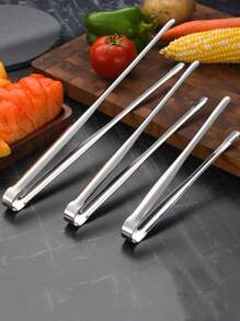 3 pièces Pince à baguettes en acier inoxydable, pince à baguettes en acier inoxydable style coréen 304, pince à glace à longue dent de scie, pince à barbecue, pince à glace, pince à aliments pour barbecue maison, pince à pain, pince à grille, cuisine, cadeau de Noël