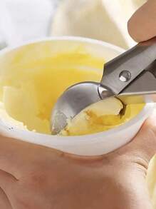 1 Stück personalisierter Edelstahl Eislöffel, geeignet für gefrorenen Joghurt, Multifunktions-Eislöffel, Edelstahl Doppelkopf-Löffel, haftungsfreier Eislöffel mit komfortablem, frostgeschütztem Griff, robuster Metall-Eislöffel mit Auslöser, stabiler Tortenheber, Haushalts-Eislöffel, einfach zu reinigen, geeignet für Eis, Keksteig, Sorbet, Mandeln, ideal für Küche, Dessertladen und westliches Restaurant