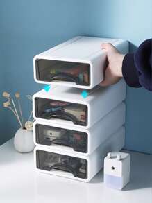 1pc Small Stackable Storage Drawer, Stackable Drawers Mini Desk Bath Storage Organizer Cute Drawer Organizer Plastic Desktop Office Pen Makeup Tape