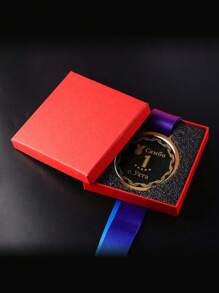 1 قطعة ميدالية زجاجية ومعدنية معلقة بتخصيص حسب الطلب، ذهبي/فضي/برونزي، مصنوعة من سبيكة الزنك، شارة جوائز المنافسات الرياضية، بطولات كرة السلة والقدم والريشة التذكارية التكريمية