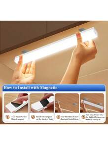1 pièce Barre lumineuse à LED avec capteur de mouvement PIR rechargeable par USB, lampe de placard portable à induction, pour chambre, cuisine, couloir, décoration de chambre