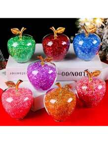 Nuevo adorno de manzana de escritorio de vidrio transparente, un regalo exquisito para Navidad, Día de San Valentín