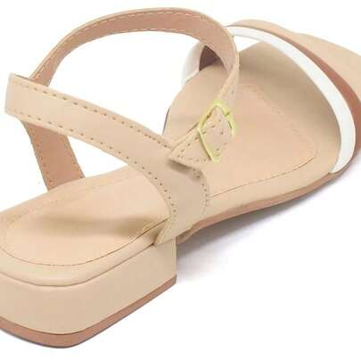 Sandália Feminina Salto Baixo Tiras Finas Com Fivela