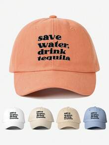 1pc Women's Outdoor Embroidered "SAVE WATER DRINK MARGS" Adjustable Drawstring Baseball Mesh Cap, Suitable For Spring/Autumn Travel, Fashionable & Versatile Sun Protection Hat, Unisex Y2K Style Cap - Baseball Cap - View 15
