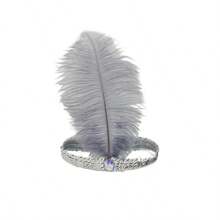 Imitation Ostrich Feather Headpiece With Glitter Elastic Band, Colorful Rhinestone, Party Supplies, Headdress