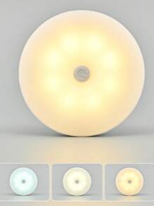 2-In-1 Smart Lighting System Motion Sensor Strip Light (10-50cm) + Button-Control Round Lamp (8cm) 3-Color & Extra 4/8-Piece Magnetic Pad Kit No Tools Installation & Whole-Home Coverage USB Rechargeable Cabinet Light For Stairs/Closet/Balcony Christmas Home Upgrade Gift For Students & Housewives