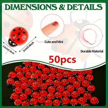 5/50个发光迷你瓢虫摆件，树脂动物装饰，适用于仙女花园微景观、蛋糕装饰、微缩模型、花园摆件、仙女花园、户外装饰、仙女花园配件、家居装饰，可用作夜灯，圣诞礼物、女士礼物、返校用品、教室装饰 - 彩色 - 查看 4