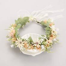 1 pieza Corona de flores de estilo bohemio, diadema de guirnalda floral, corona de flores para boda u ocasión, para vacaciones en la playa