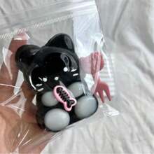 1 đồ chơi bóp giảm căng thẳng hình mèo đen yêu cá dễ thương, đồ chơi bóp siêu mềm, quà tặng tiệc Giáng sinh/Halloween [Bao bì ngẫu nhiên] - Nhiều màu - Xem 1