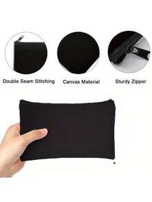 定制徽标化妆包个性化化妆袋，商务散装 DIY 盥洗包，女士旅行收纳包，耐用白色带拉链可定制位置印花白色/黑色帆布拉链袋，男女通用成人无香化妆包，彩色，可爱，迷人，简约，有趣，卡哇伊，Y2K，极简主义，通勤，商务休闲，基础款，定制，个性化，独特，定制，送给他的理想礼物，送给她、她、家人、朋友、女朋友的理想礼物