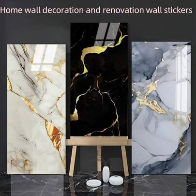 10/22 piezas de pegatinas de pared de azulejos de imitación de mármol 3D, paneles de pared de PVC autoadhesivos gruesos para decoración del hogar - con adhesivo resistente, fácil de instalar, adecuado para renovación de paredes de baño, sala de estar, habitación, dormitorio, oficina