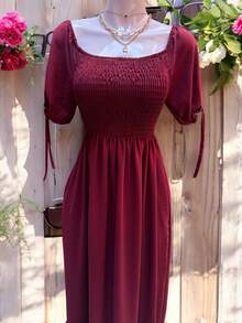 VESTIDO LARGO TIPO CAMPESINO CON MANGA MOD. ALY - Red Plum - Ver 9