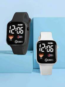 2 件/儿童可爱数字电子手表，适合节日、生日礼物等场合，可作为送给孩子的礼物，五一儿童节 - 彩色 - 查看 2