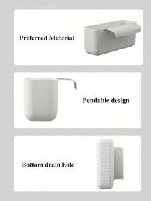 2pcs Kitchen Sink Drain Basket, Multi-Functional Card Slot Kitchen Sink Strainer, Food And Vegetable Wash And Drain Basket Christmas For Holiday Gift Giving - Grey - View 3