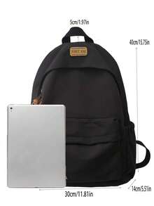 Waterproof Casual Backpack For Women, College Style, School Backpack - Black - View 3